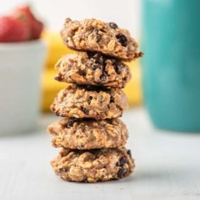 Breakfast cookies stacked up.