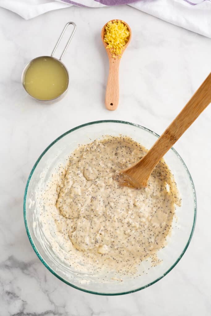 Pancake batter mixed together.