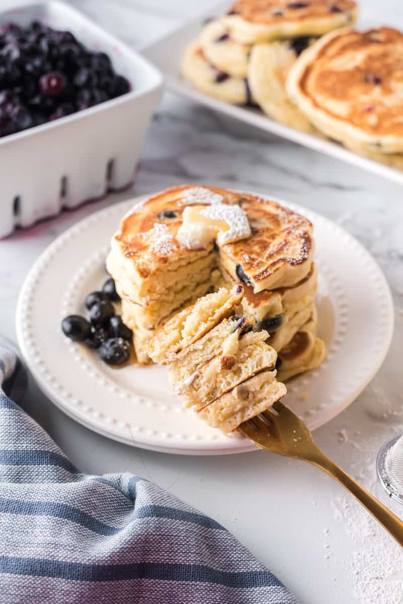 Pancakes on a fork.