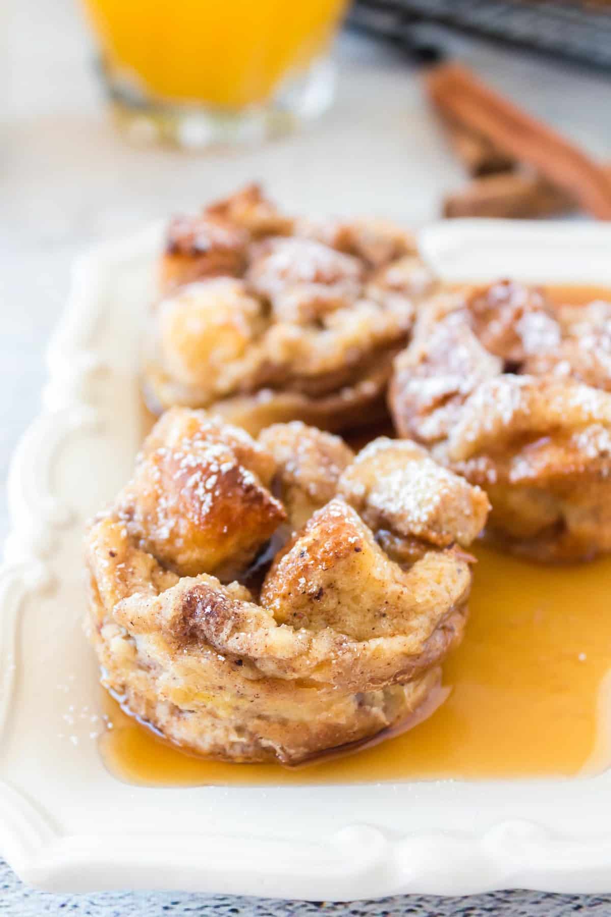 French toast muffins with maple syrup.