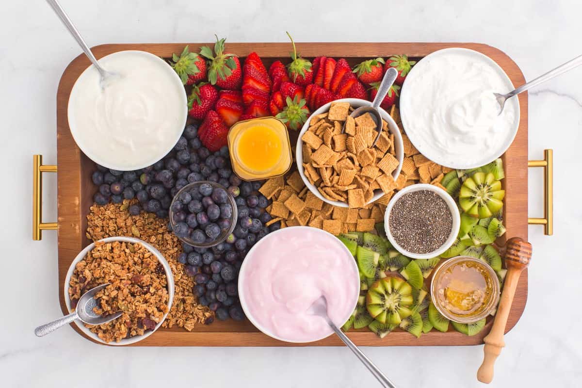 Parfait board with spoons.