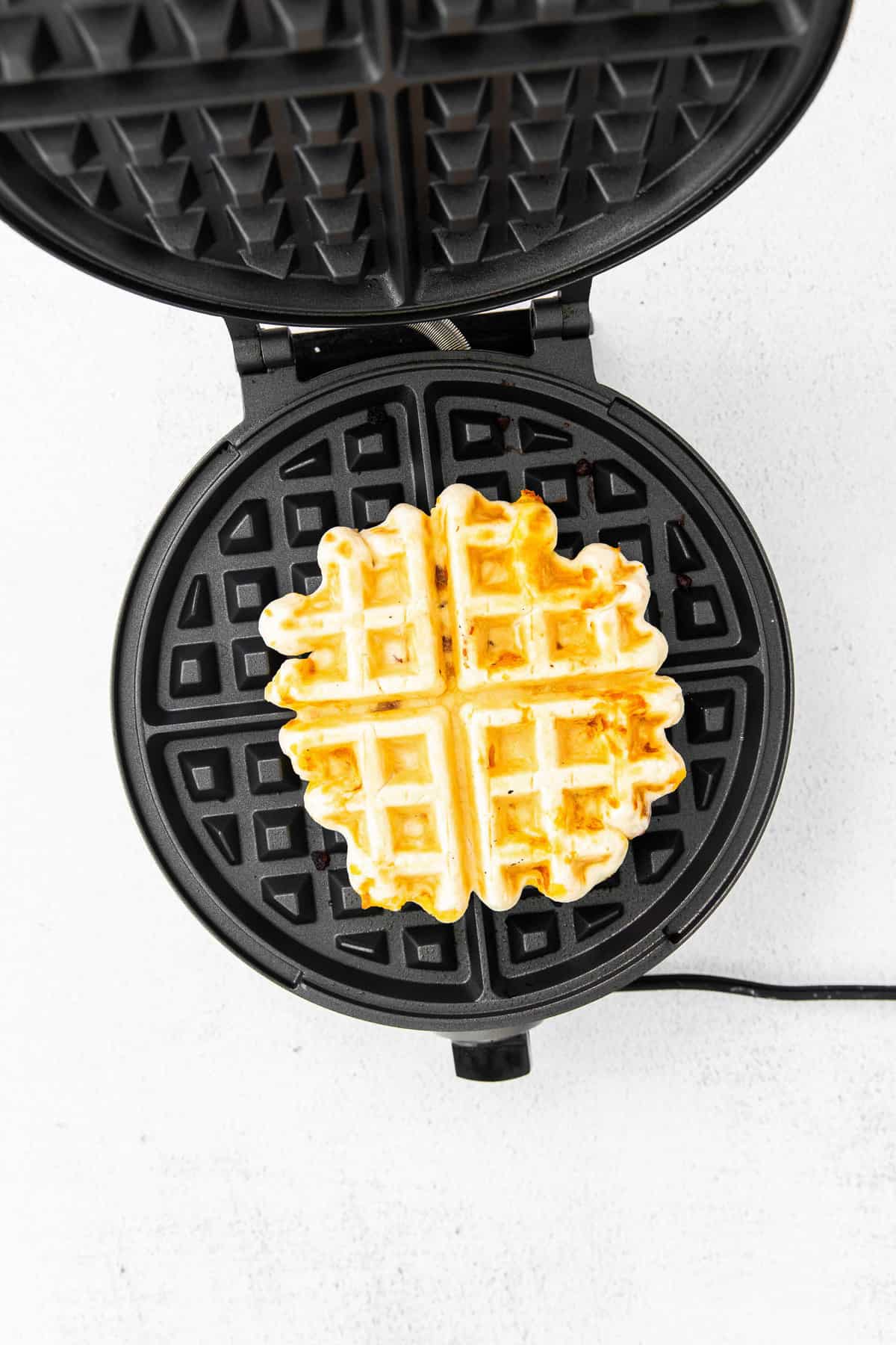Waffle in waffle iron.
