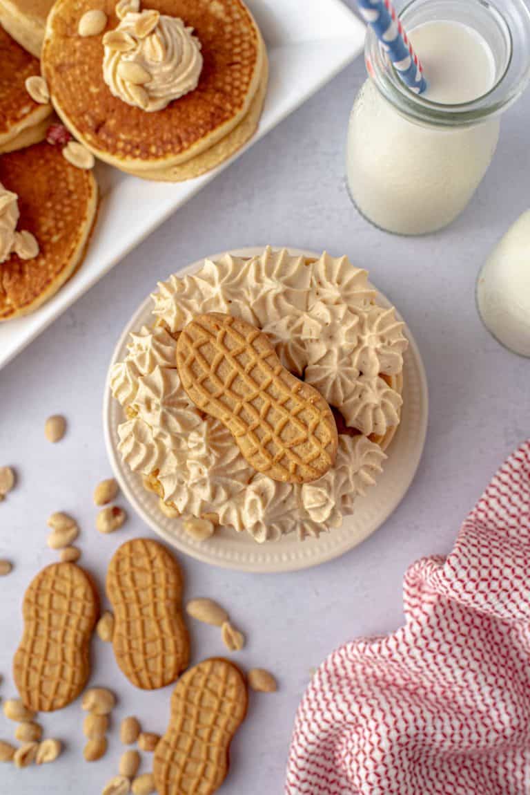 Image showcasing Nutter Butter Pancakes • Pancake Recipes