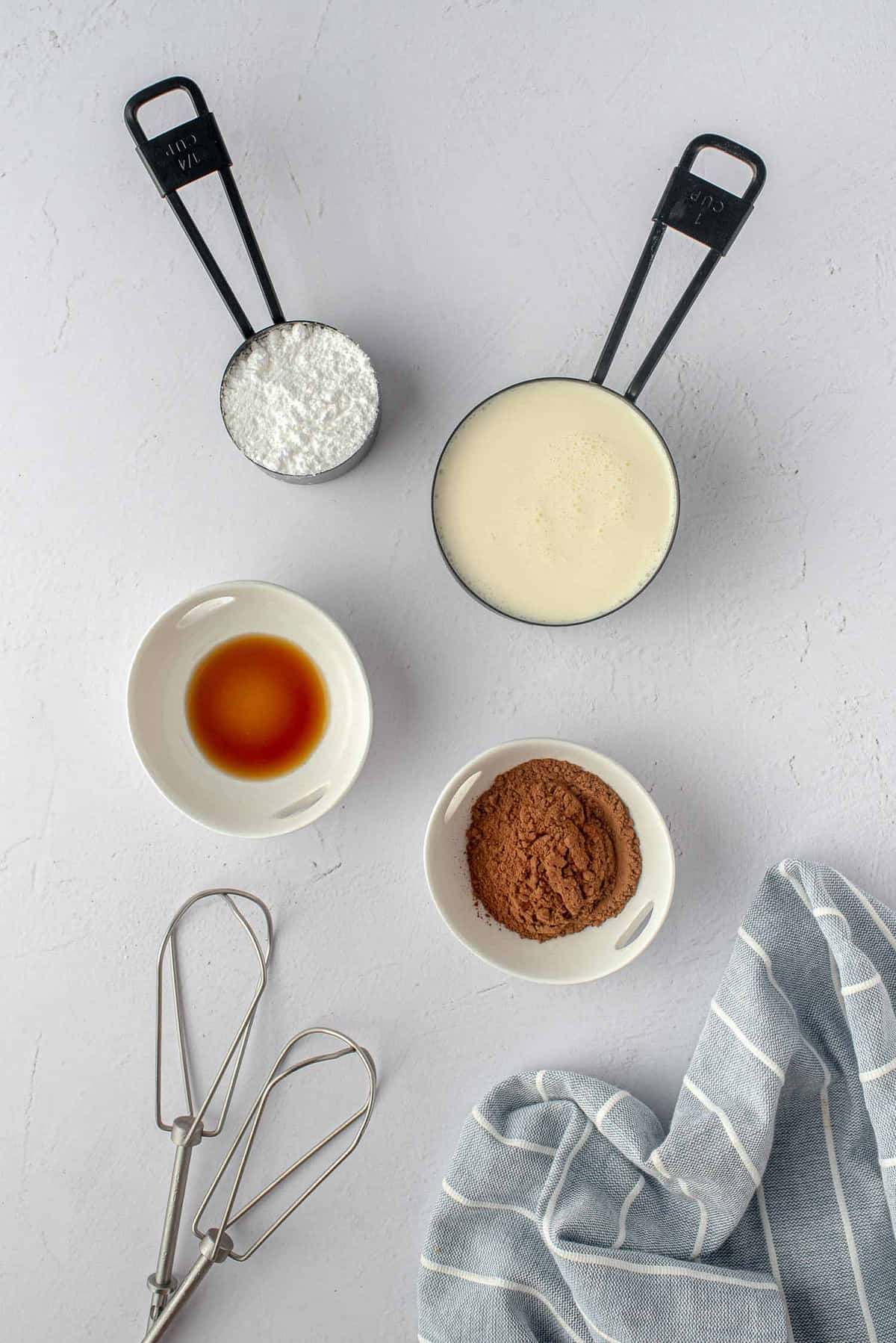 Overhead view of ingredients needed for recipe.