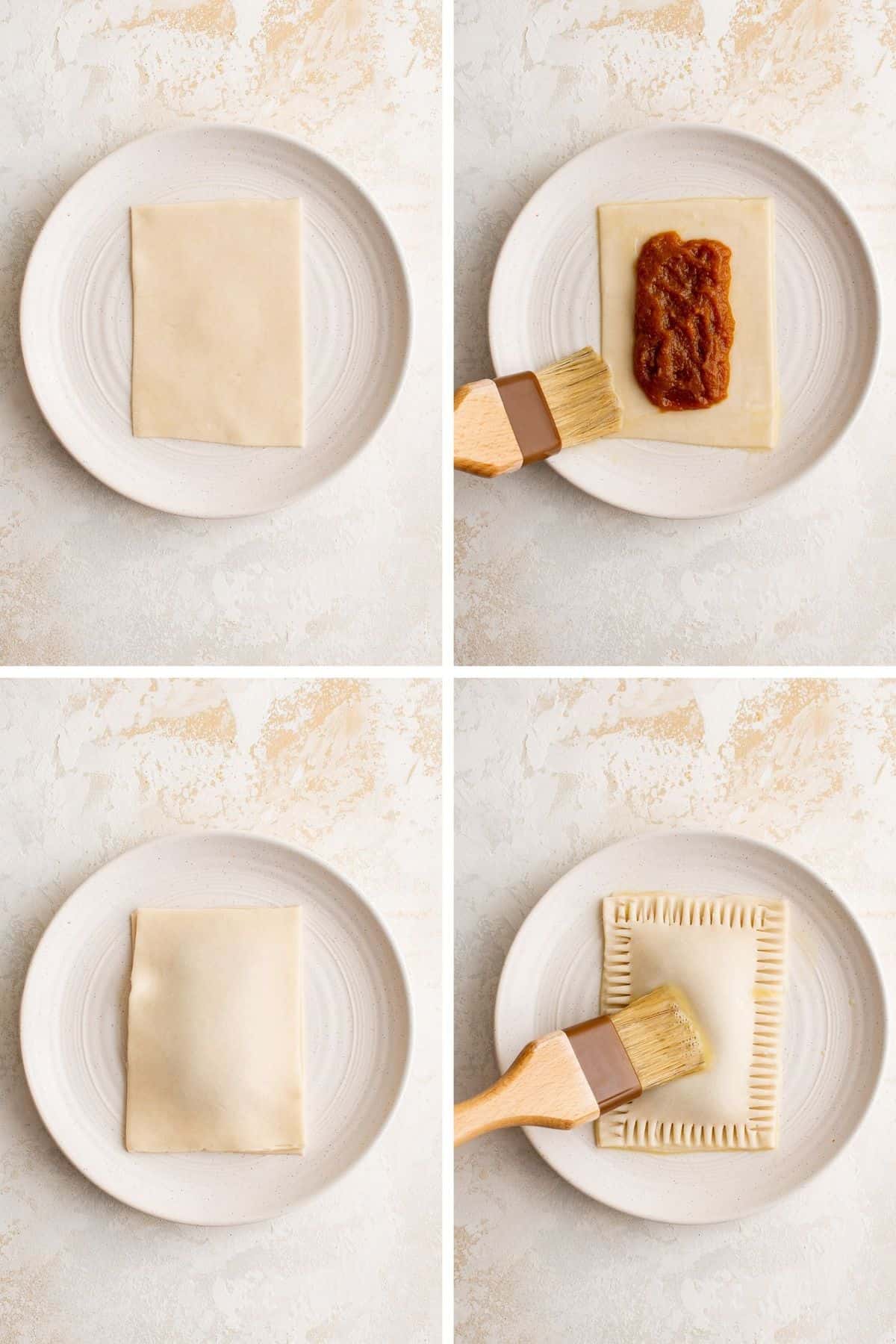 4 steps to filling and sealing a pop tart.