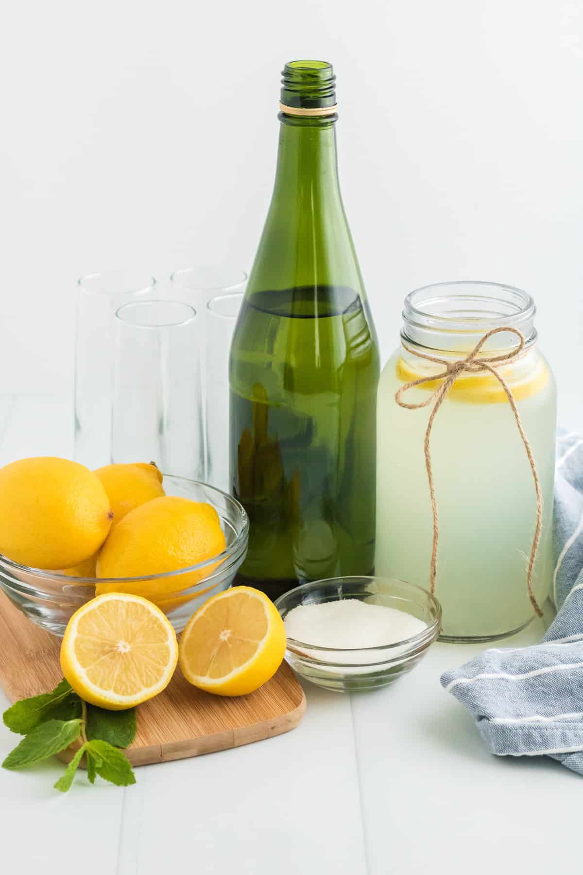 Ingredients needed for recipe including lemonade and lemons.