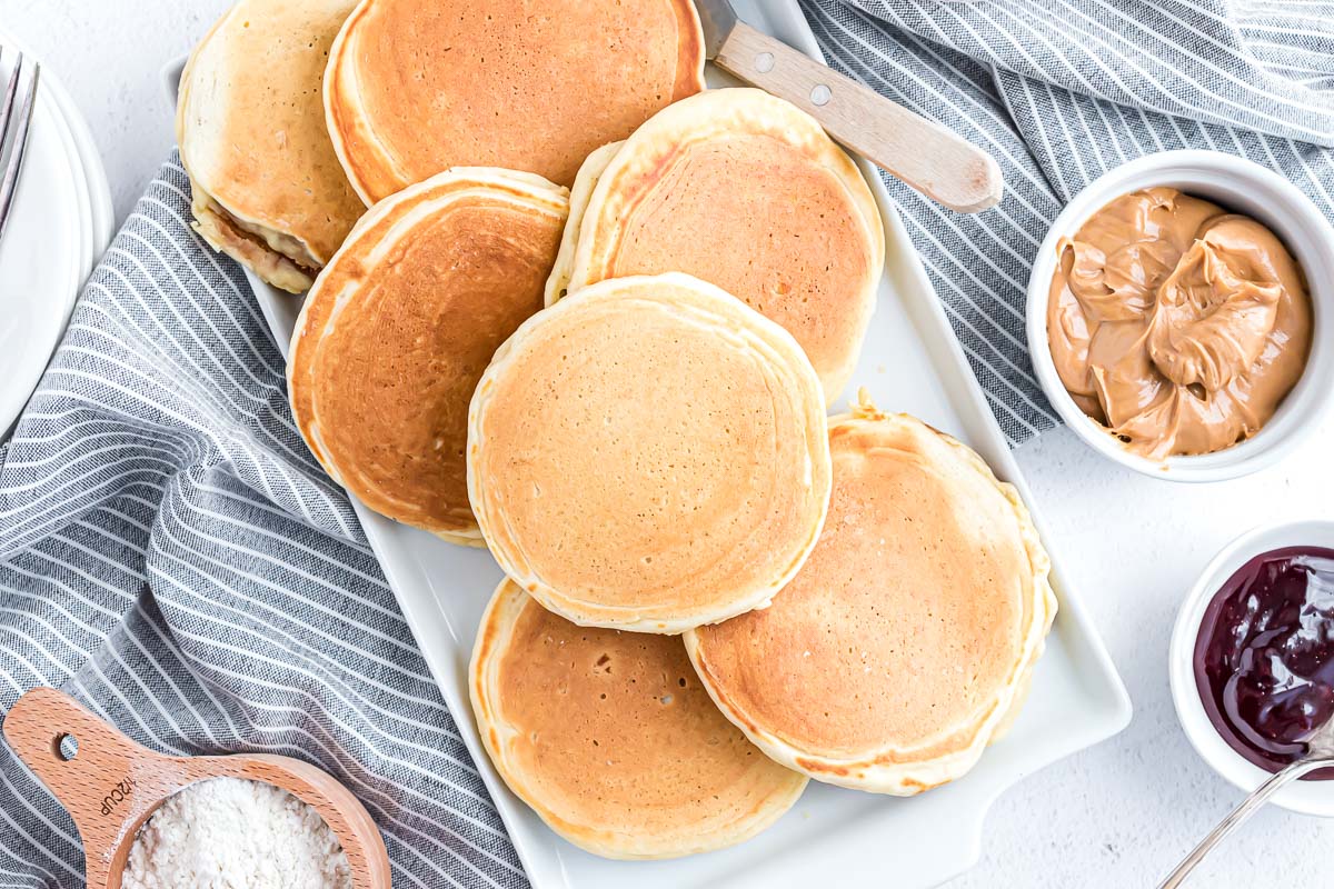 Pancakes on a platter.