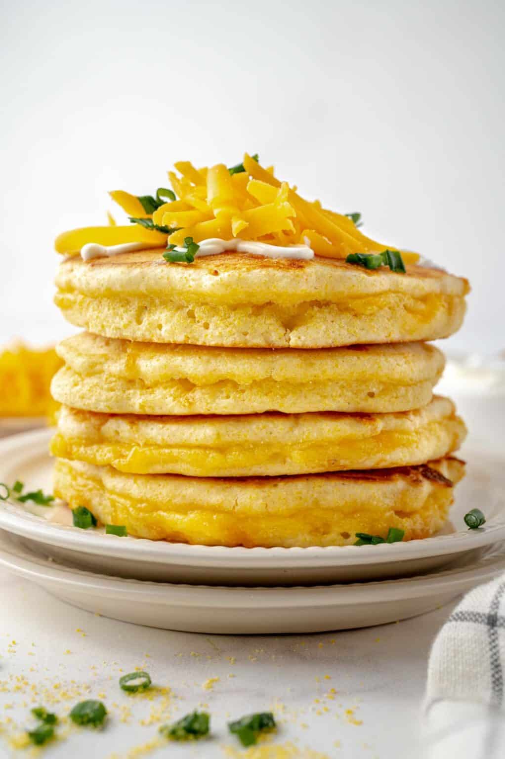 Cheesy Cornmeal Pancakes • Pancake Recipes