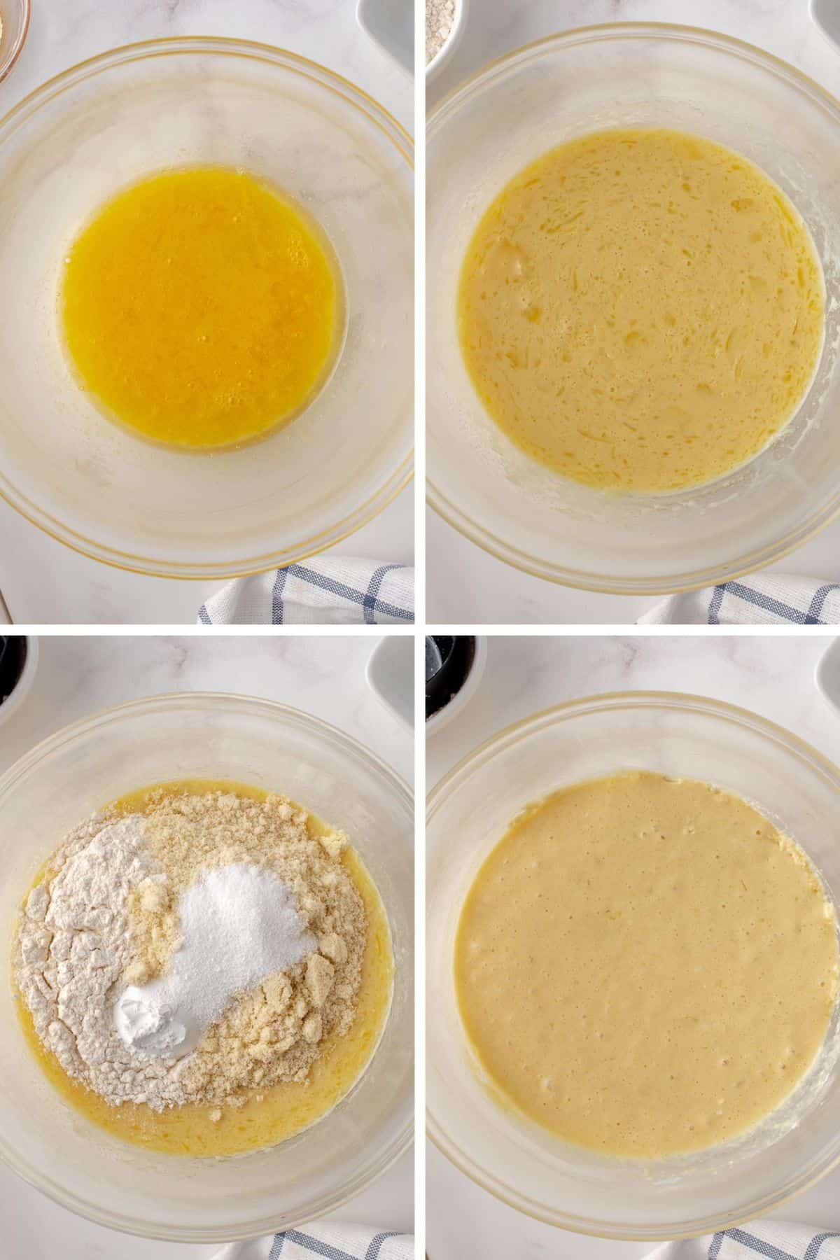 Steps for making low carb pancake batter.