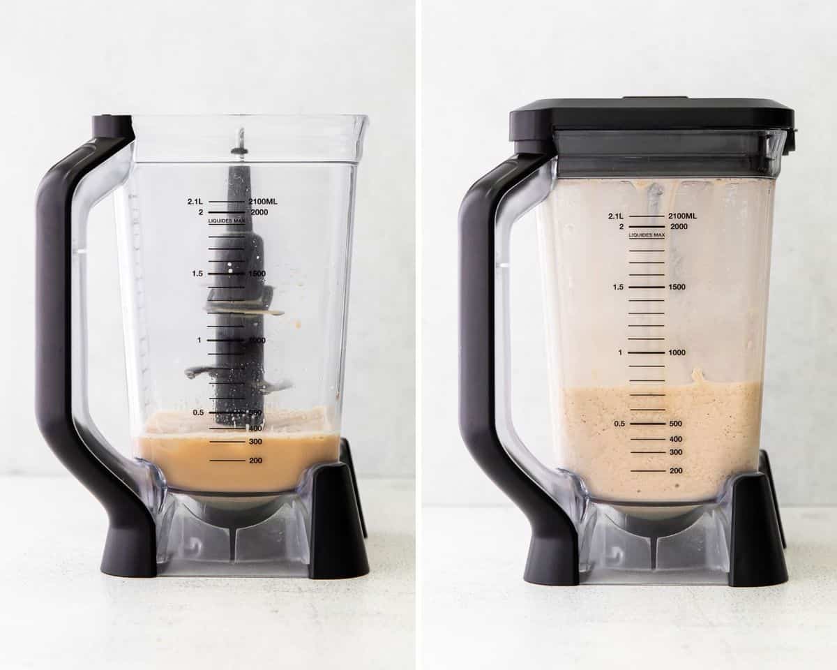 Frappuccino before and after blending.