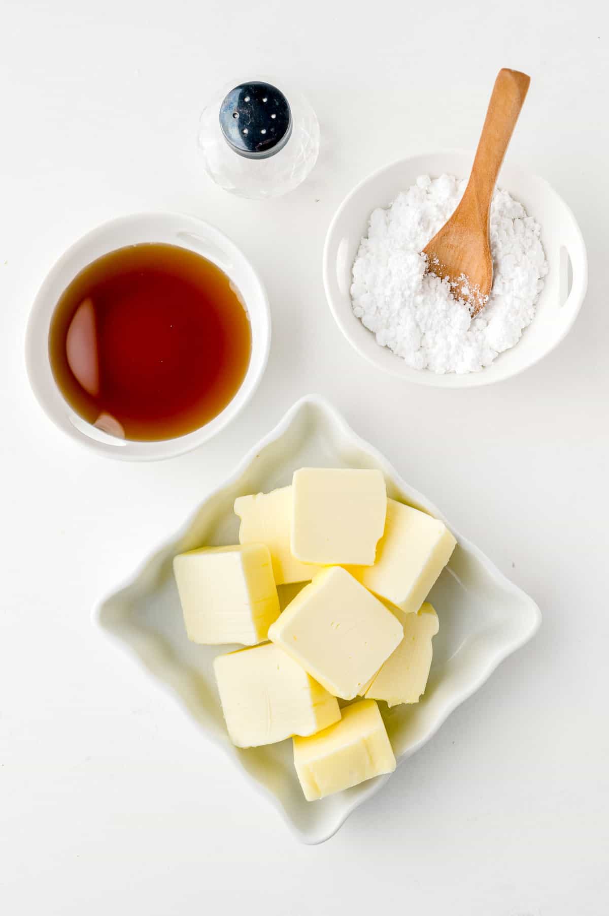 Ingredients needed for recipe including butter.
