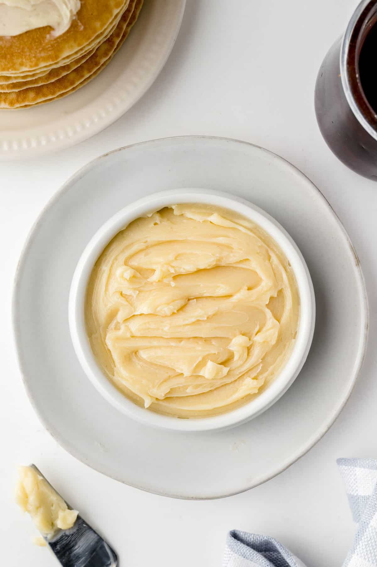 Maple butter in a small round bowl.