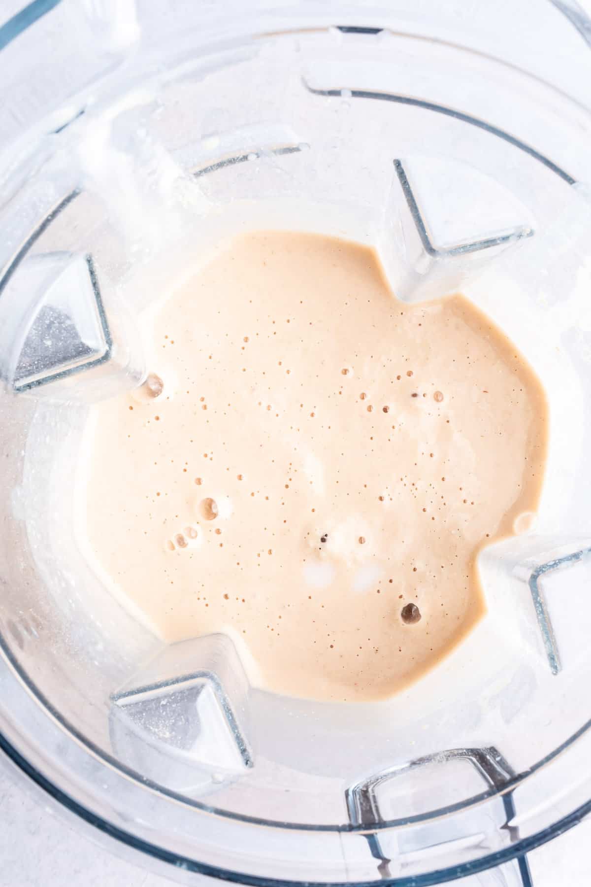 Blended smoothie in a blender.