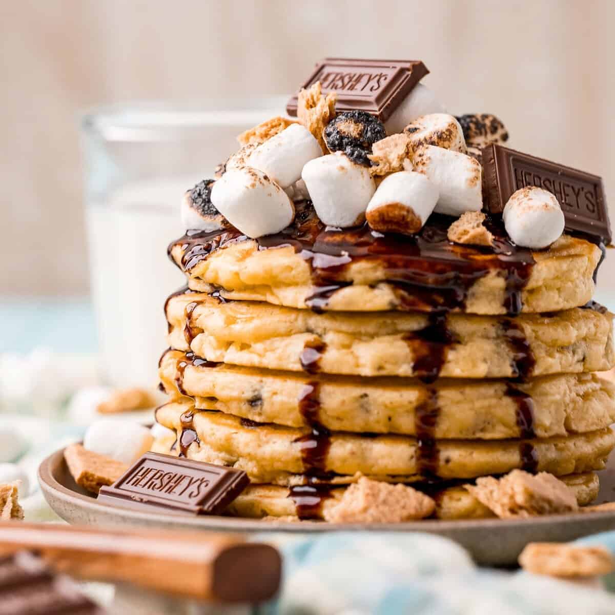 S'mores Pancakes • Pancake Recipes
