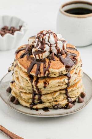 Banana Chocolate Chip Pancakes • Pancake Recipes