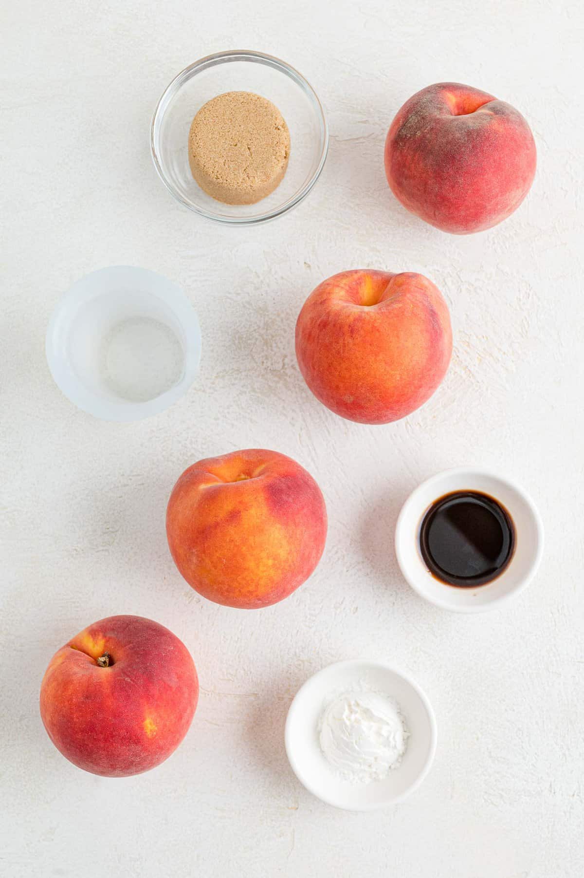 Ingredients needed for peach sauce recipe.