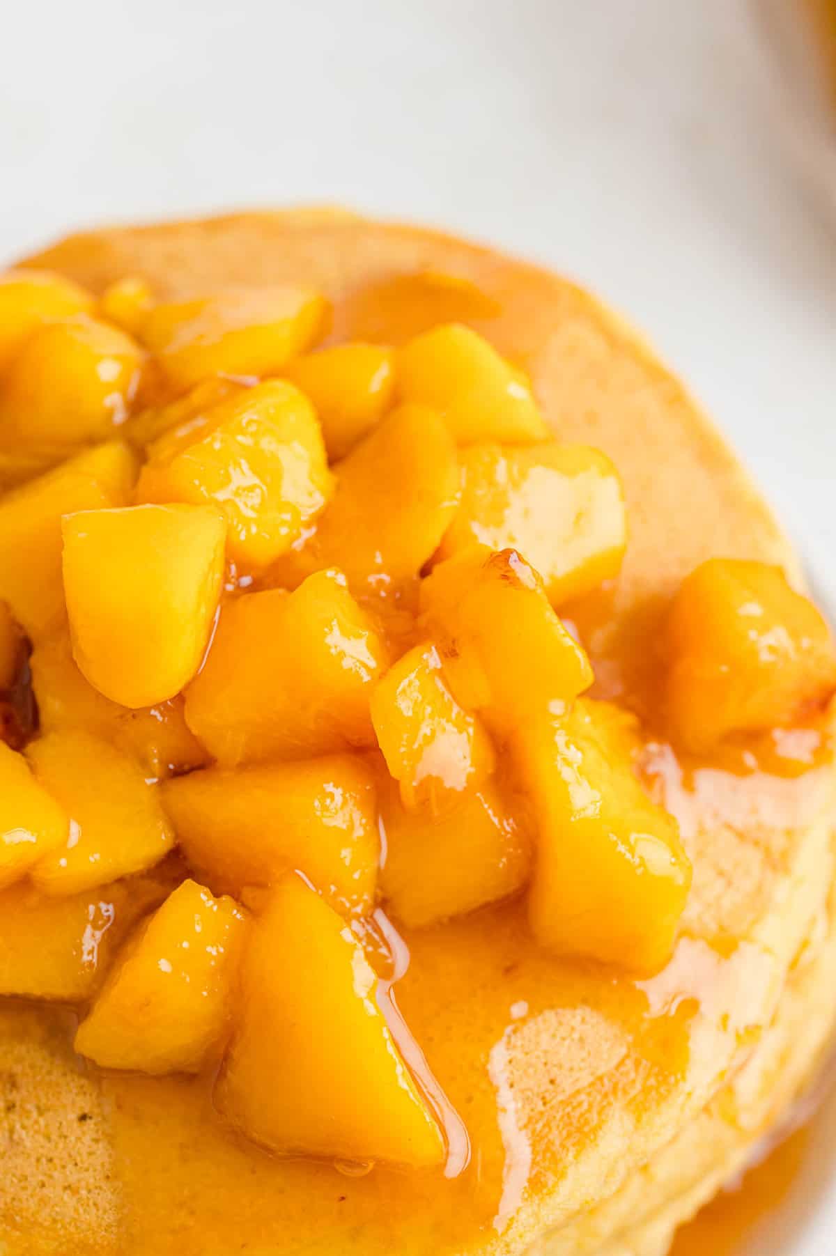 Peach sauce on a pancake.