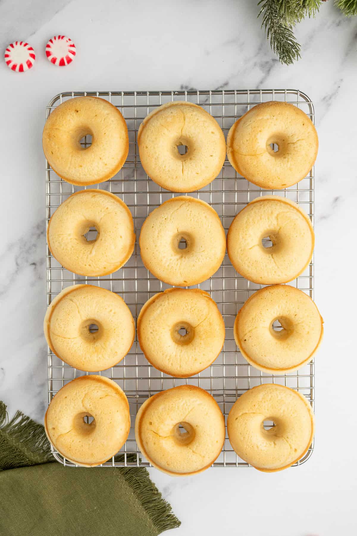 Donuts on cooling rack.