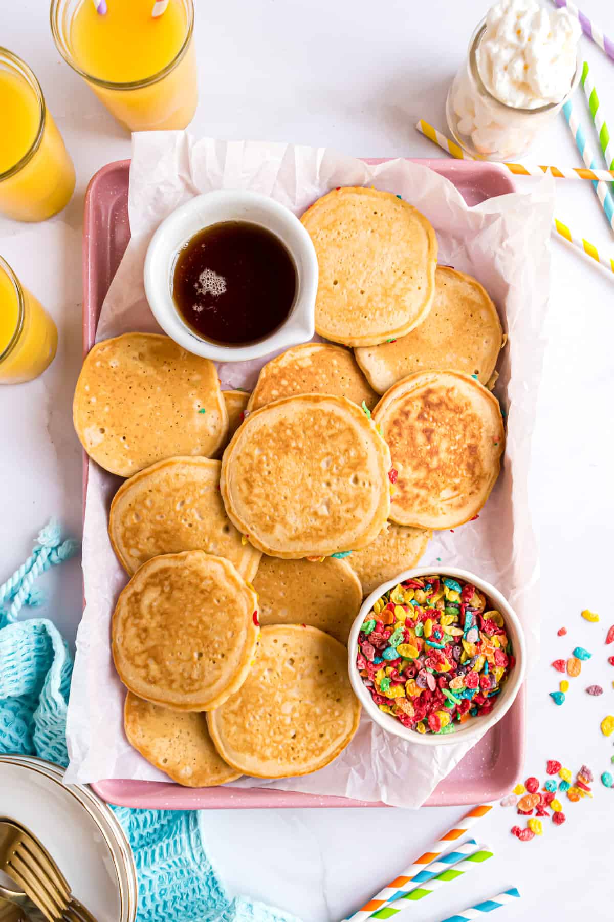 Pancakes on a platter.