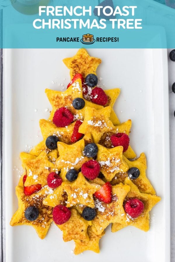 French toast, text overlay reads "french toast christmas tree."