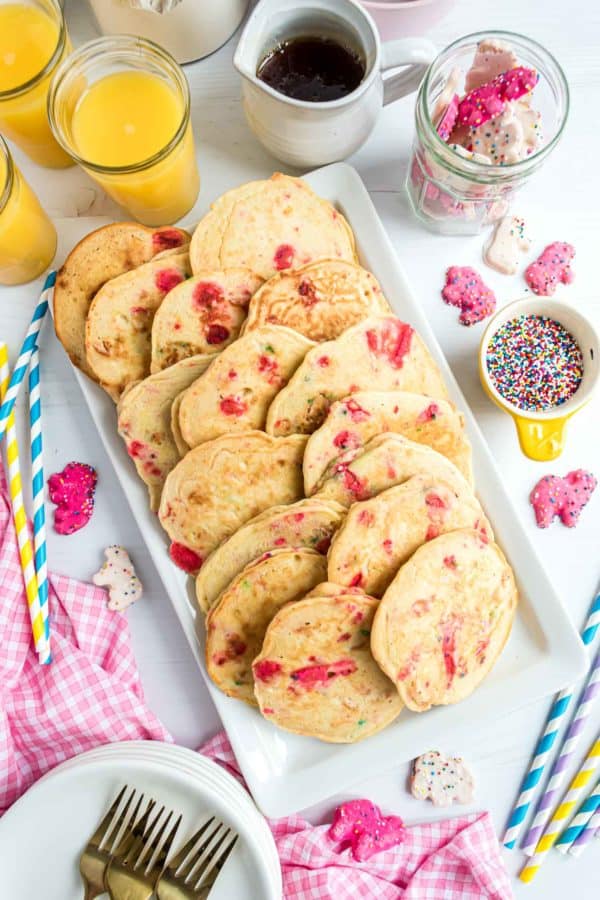 Frosted Animal Cracker Pancakes • Pancake Recipes