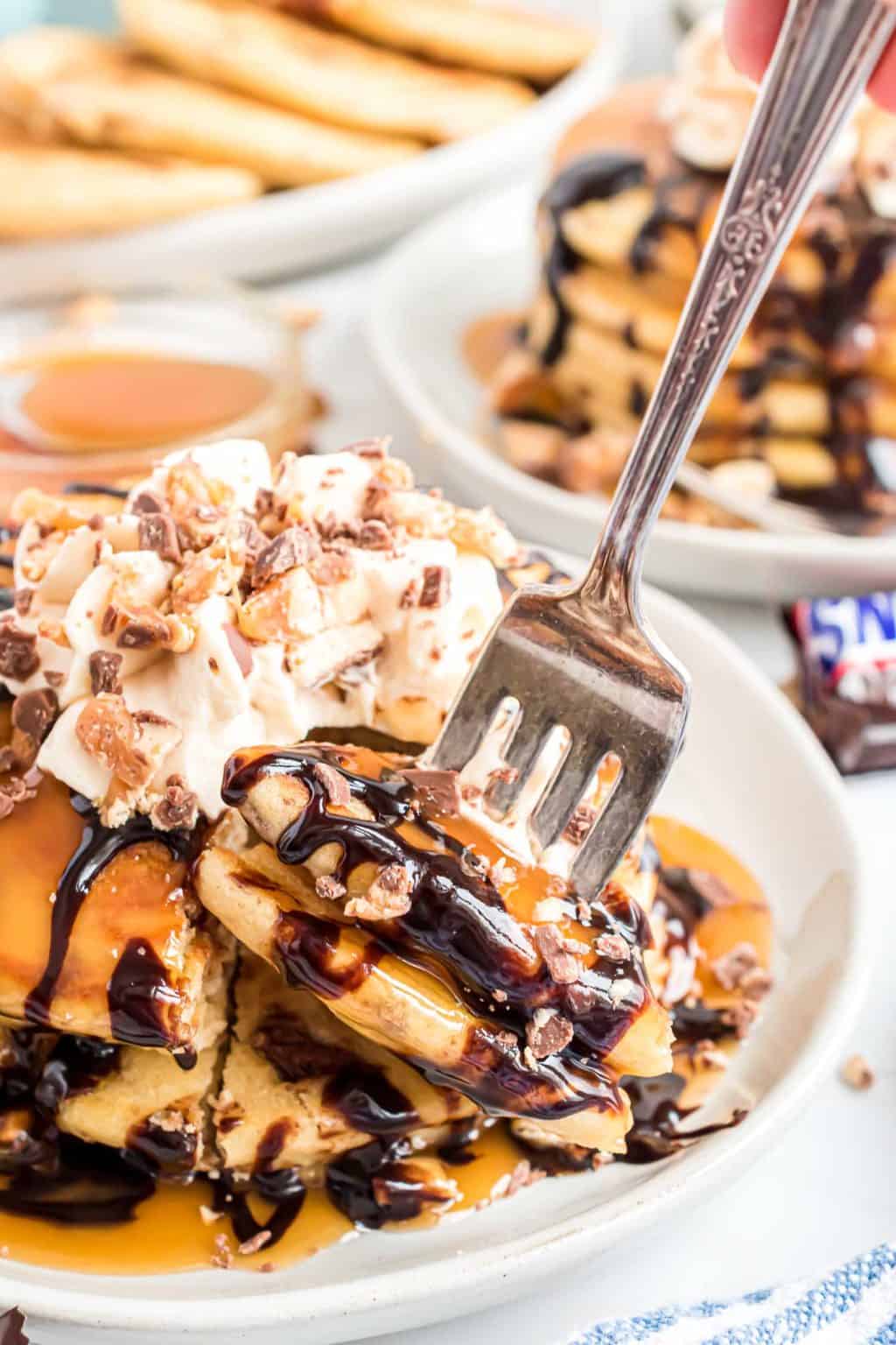 Snickers Pancakes • Pancake Recipes