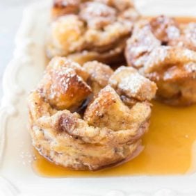 French toast muffins with maple syrup.