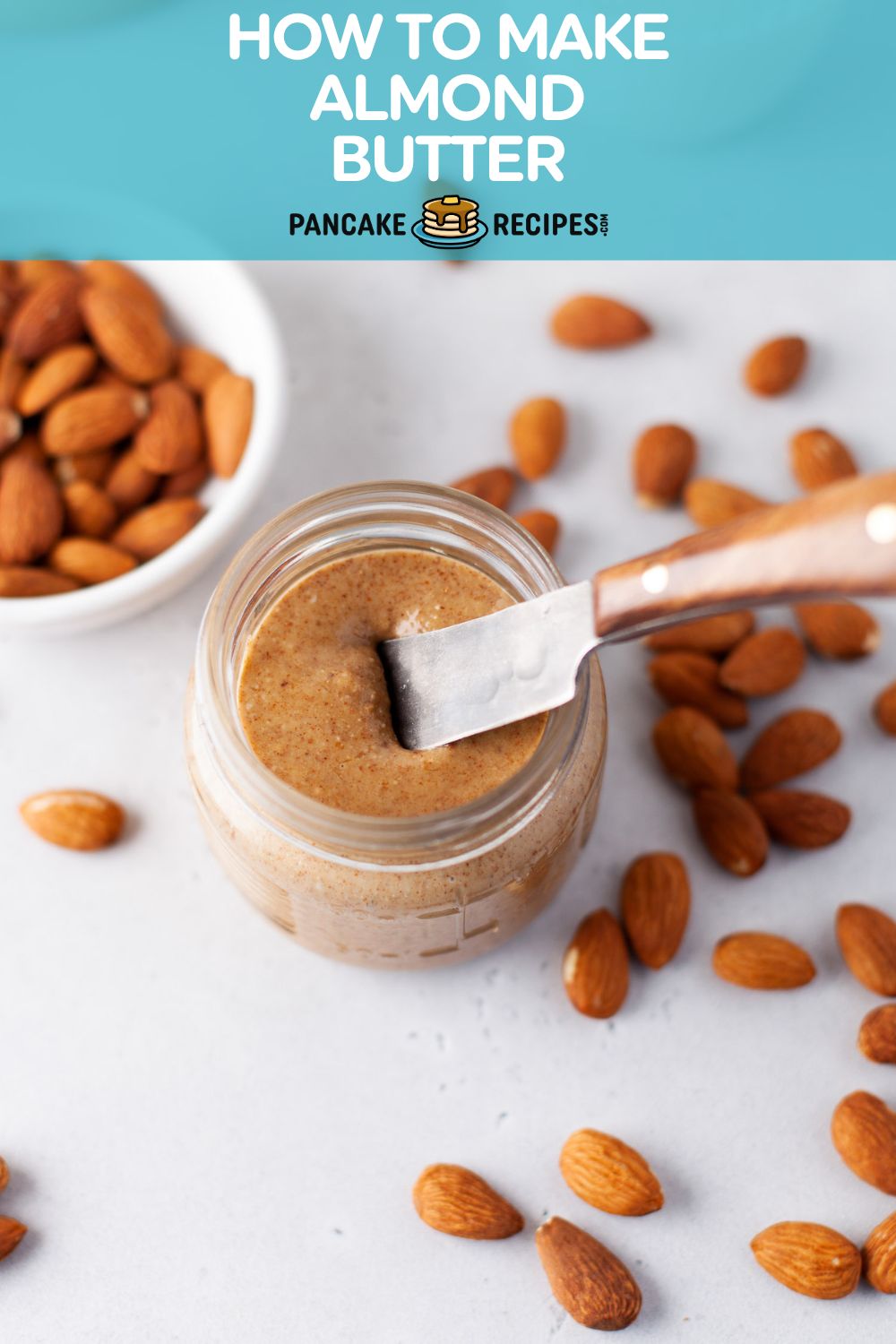 How to make almond butter, pinterest image.