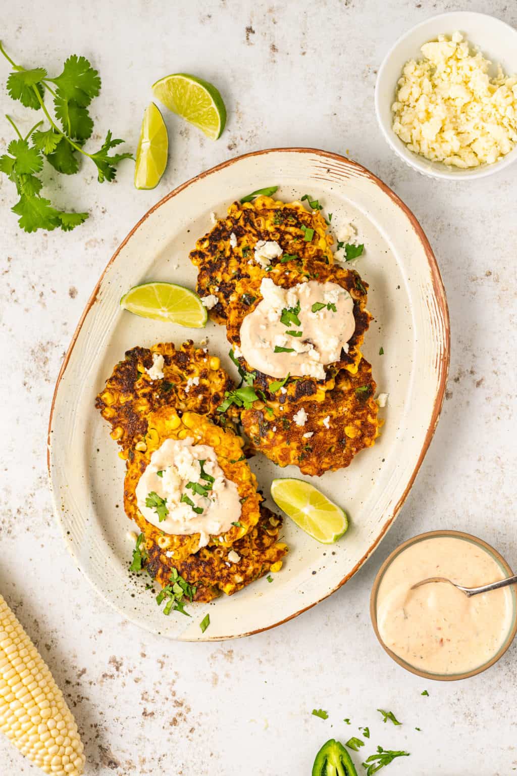 Mexican Street Corn Fritters • Pancake Recipes