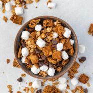 S'mores granola overflowing out of a bowl
