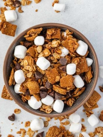 S'mores granola overflowing out of a bowl